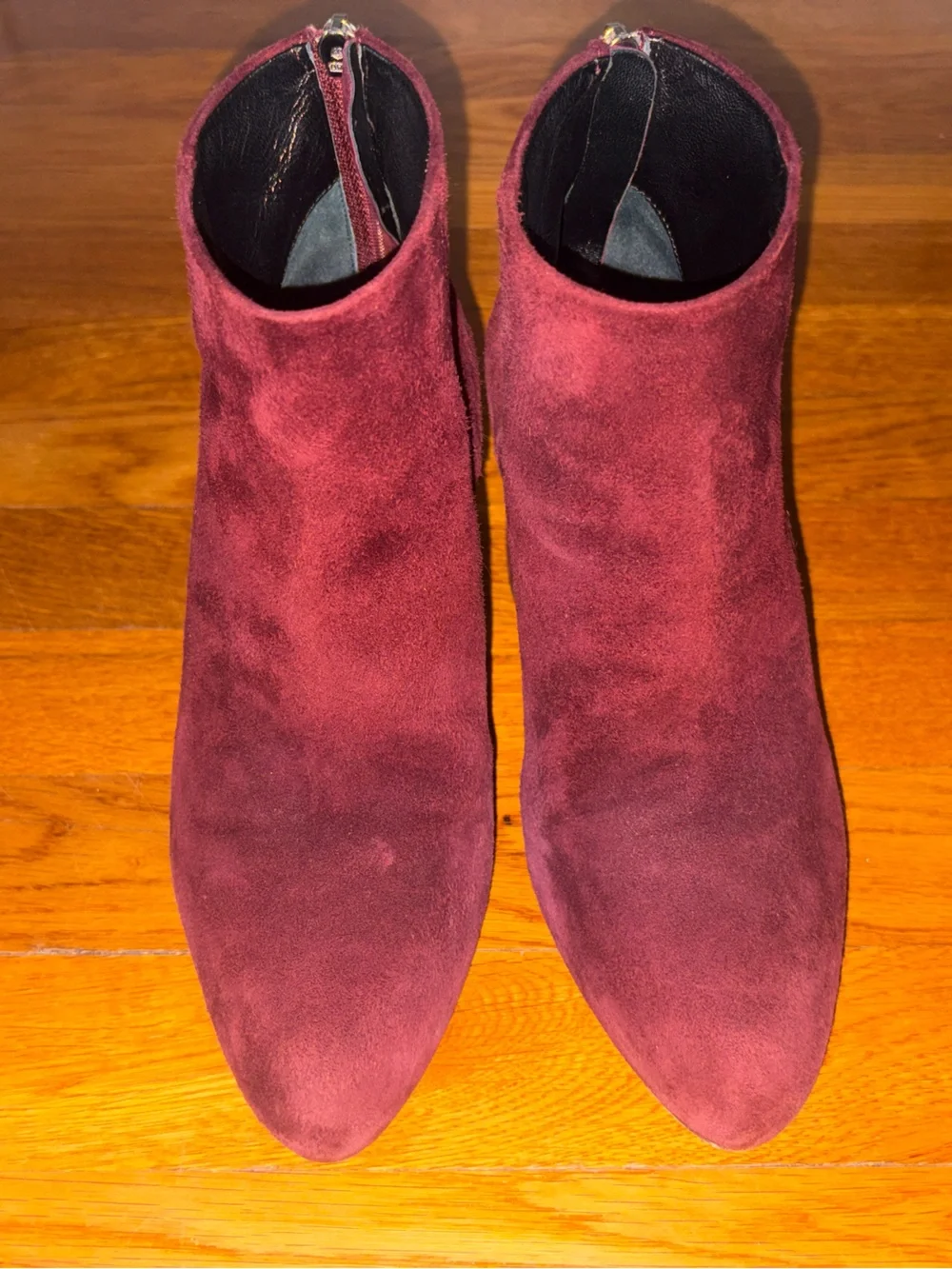 Prada Burgundy Suede Block Heel Ankle Booties